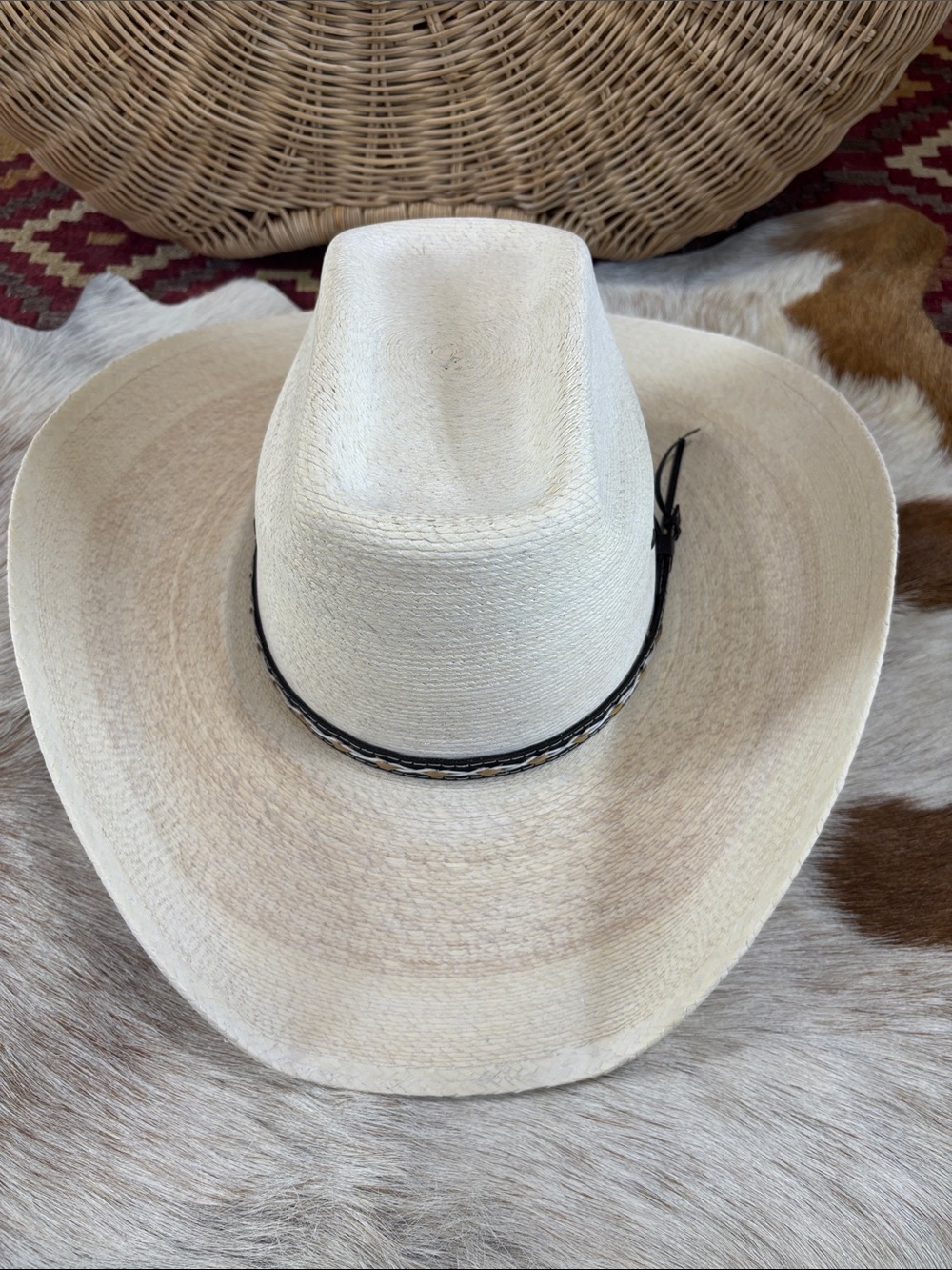 Stetson Square straw, Palm leaf cowboy hat size 7 1/8 - Picture 2 of 3